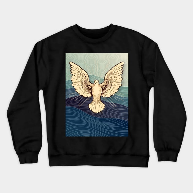 Dove Wings of Unity: "The Left Wing and the Right Wing Belong to the Same Bird" on a Dark Background Crewneck Sweatshirt by Puff Sumo